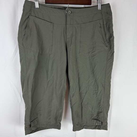 Royal Robbins Capri Pants Womens 12 Green Cropped‎ Hiking Khaki Green Stretch - Picture 1 of 16